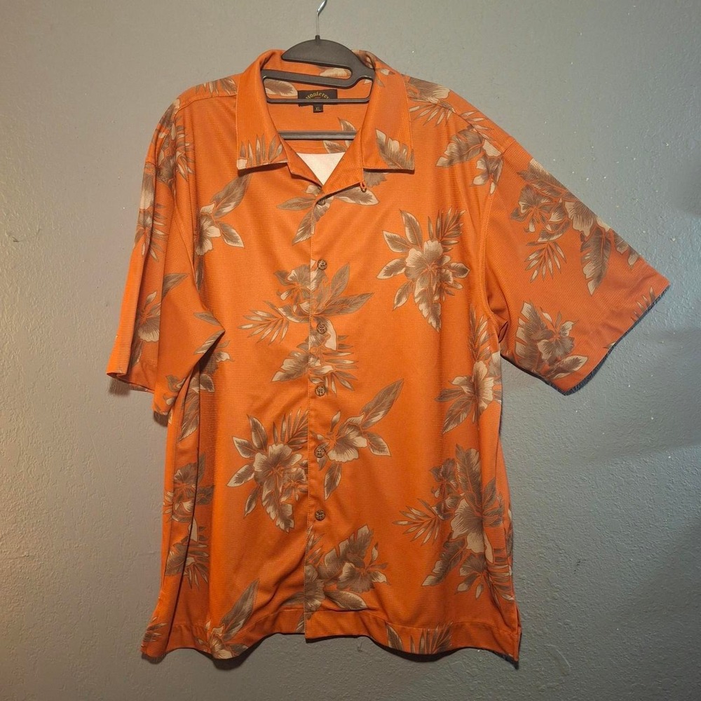 Monterey Club Orange Hawaiian Button Up